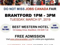 Communications / Media Jobs FREE: Brantford Job Fair– March 5th, 2019